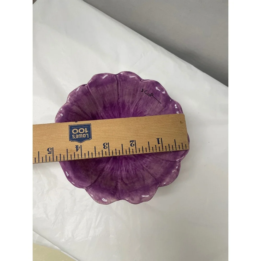 Pier 1 Imports Purple Flower Ceramic 1 Cup Measuring Prep Bowl Dishwasher Safe